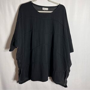 Cheyenne Womens Oversized Patchwork Tunic blouse Size 1x Black lagenlook baggy